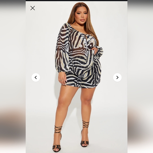 Zebra Print Sheer Blouse and Shorts Set NWT - Picture 3 of 9